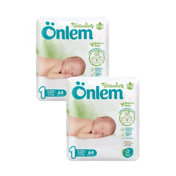 Önlem Botanika 1 Beden Bebek Bezi Yenidoğan Newborn 64 Lü x 2 Adet