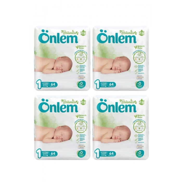 Önlem Botanika 1 Beden Bebek Bezi Yenidoğan Newborn 64 Lü x 4 Adet