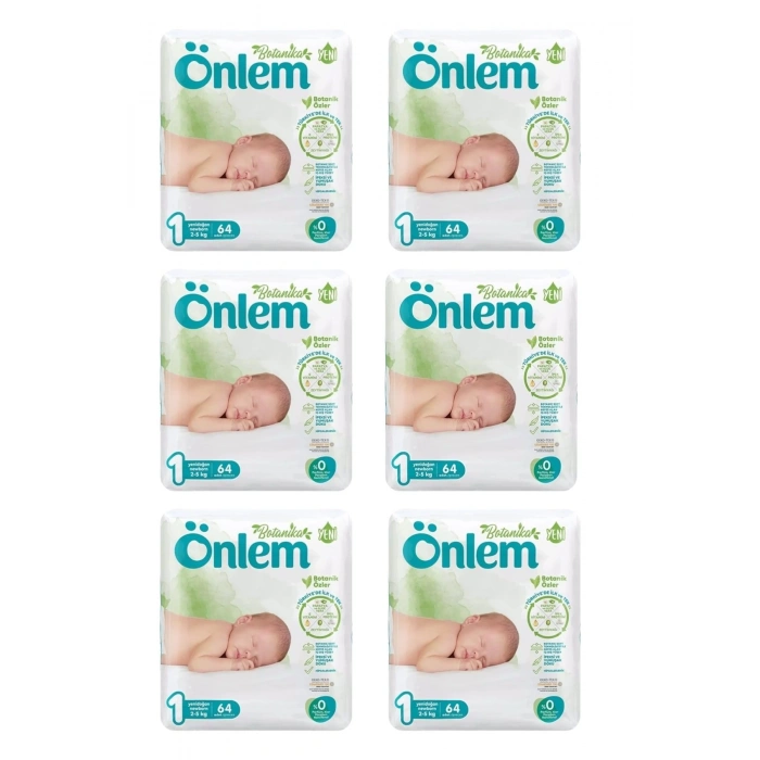 Önlem Botanika 1 Beden Bebek Bezi Yenidoğan Newborn 64 Lü x 6 Adet