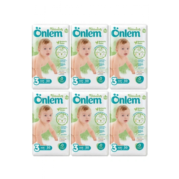 Önlem Botanika 3 Beden Bebek Bezi İkili Jumbo Midi 50 Li x 6 Adet