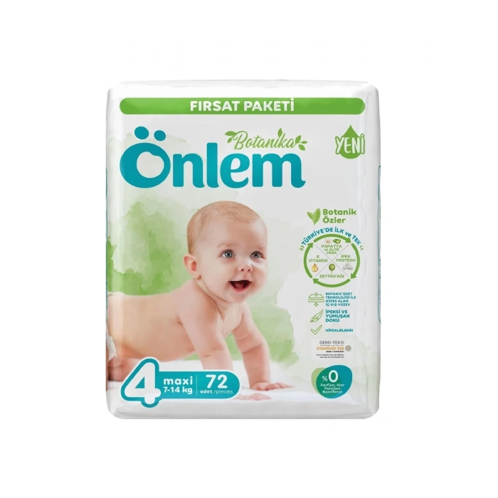 ÖNLEM Botanika 4 Numara Maxi Bebek Bezi Fırsat Paketi 72 Adet (7-14 Kg)