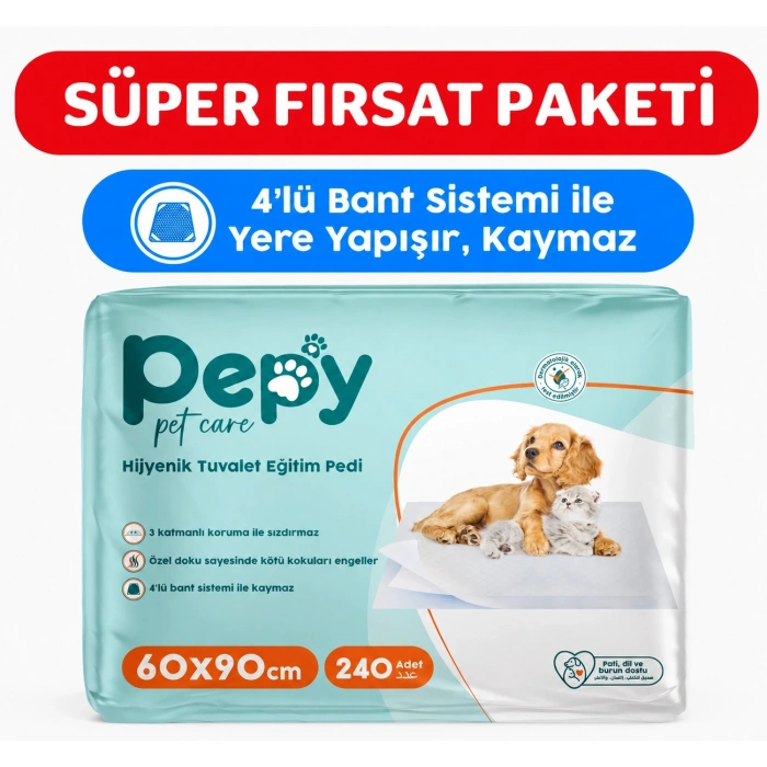 PEPY 60x90 Hijyenik Tuvalet Eğitim Pedi 30lu x8 Adet