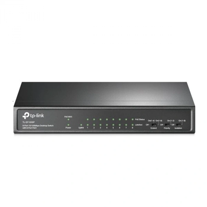 TP-LINK 8-port TL-SF1009P 10/100 Yönetilemez 65w Full PoE Switch