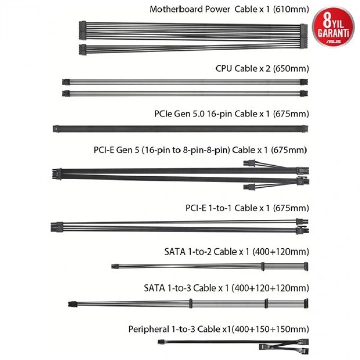 ASUS 850W 80+ GOLD PRIME AP-850G PCIE 5.0 TAM MODÜLER POWER SUPPLY