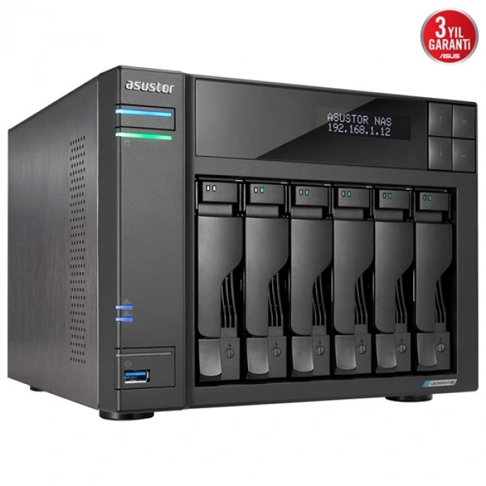 ASUSTOR AS6706T-8GB CELERON QC- 8GB RAM- 6-diskli Nas Server (Disksiz)