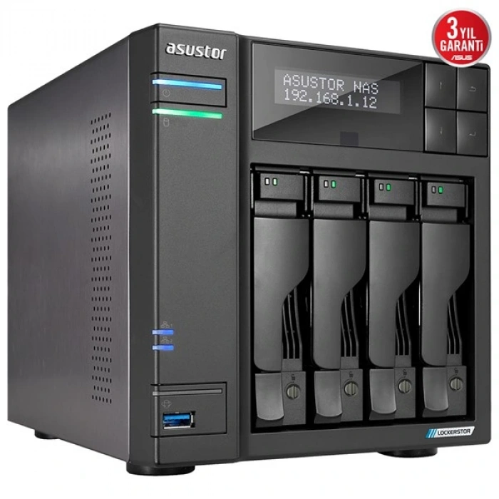 ASUSTOR LOCKERSTOR 4 Gen2 AS6704T-4GB CELERON N5105-4GB RAM-4diskli Nas Server (Disksiz)