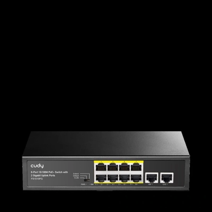 CUDY 8port 120w FULL PoE FS1010PG 10/100 2-UPLINK Yönetilemez Switch