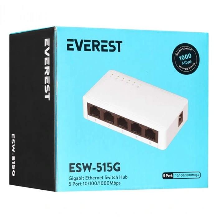 Everest EVERLINK ESW-515G 5 Port  Gigabit Ethernet Masaüstü Ethernet Switch