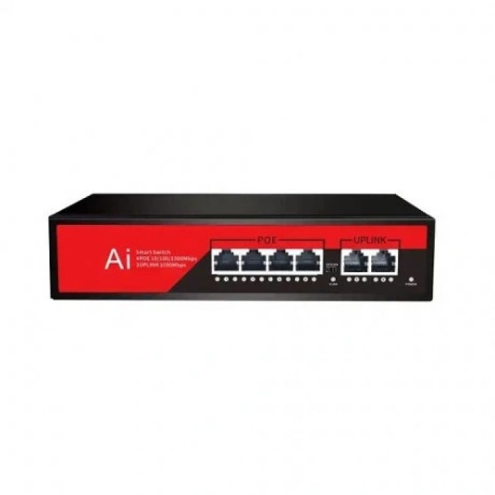 EZCOOL 4port EZ-04PSF-FG GIGABIT 2-UPLINK 65W POE YÖNETİLEMEZ SWITCH