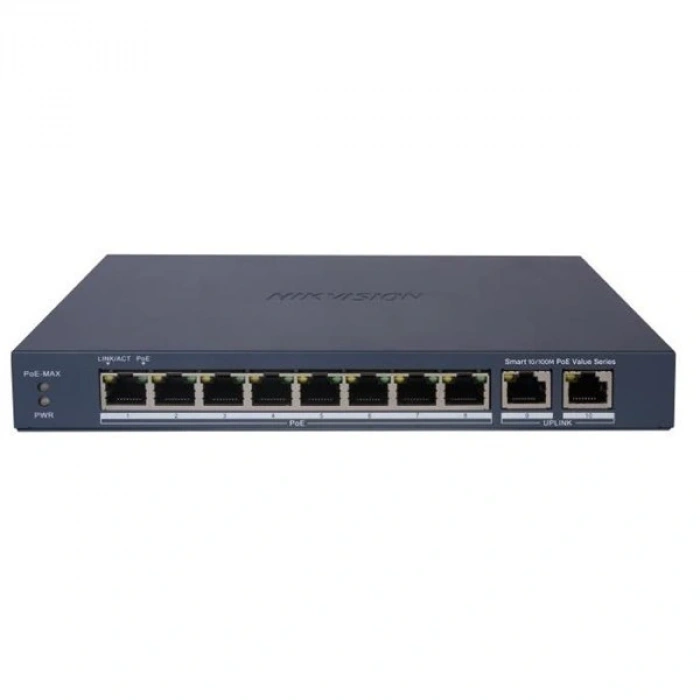 HIKVISION 8port 60w FULL PoE DS-3E1310P-EI/M 10/100 2X-UPLINK Yönetilemez Switch Metal