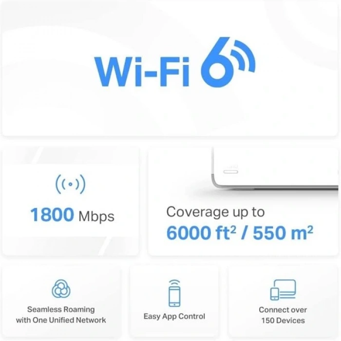 MERCUSYS HALO H70X-3 AX1800 Tüm Ev Mesh WiFi 6 Sistemi 3-lü paket