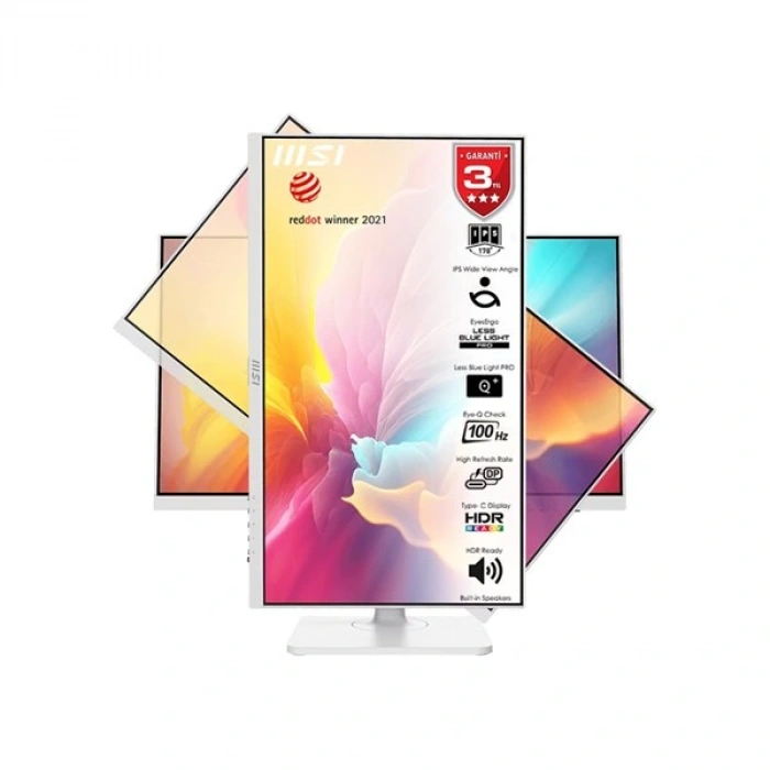 MSI 23.8 FLAT IPS MODERN MD2412PW 1MS 100HZ HDMI USBC PIVOT MONİTÖR BEYAZ