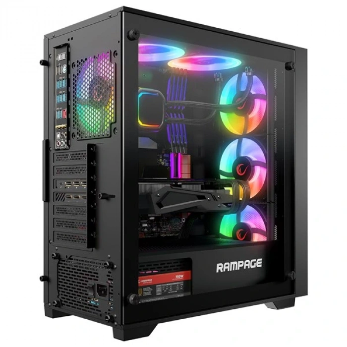 RAMPAGE 750W 80+ BRONZE VOYAGER 4-RGB FANLI GAMING MID-TOWER PC KASASI