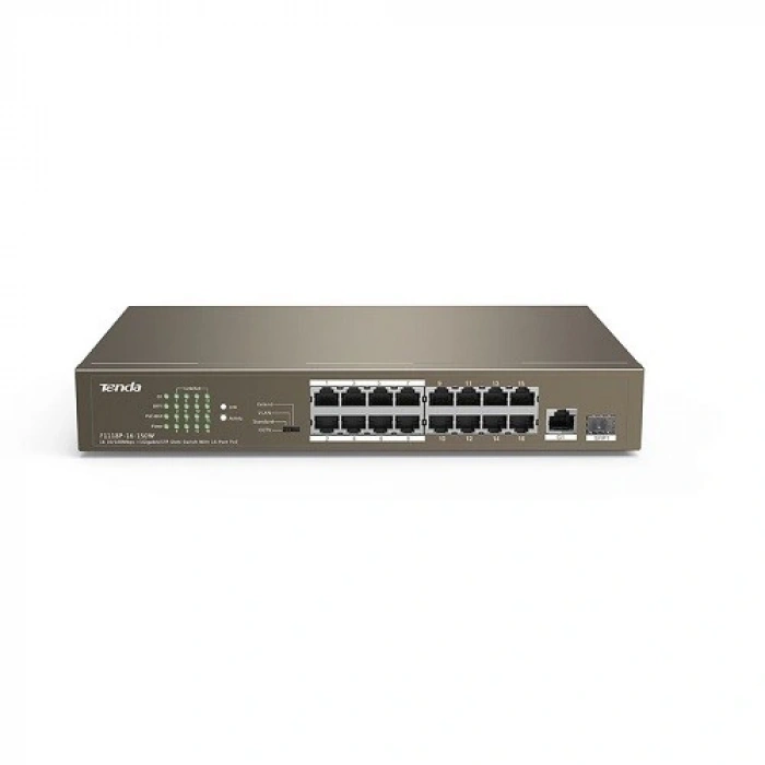 TENDA 16port 150w FULL PoE TEF1118P-16-150W 10/100 1X SFP Yönetilemez Switch