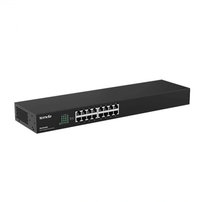 TENDA 16port TEG1016G Gigabit Yönetilemez Switch RackMount Çelik Kasa