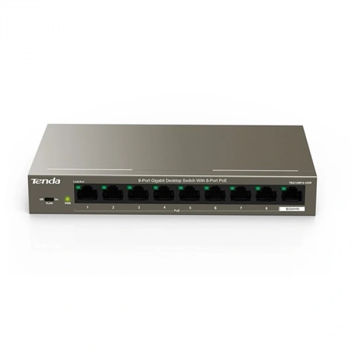 TENDA 8port 102w FULL PoE TEG1109P-8-102W GIGABIT Yönetilemez Switch Masaüstü
