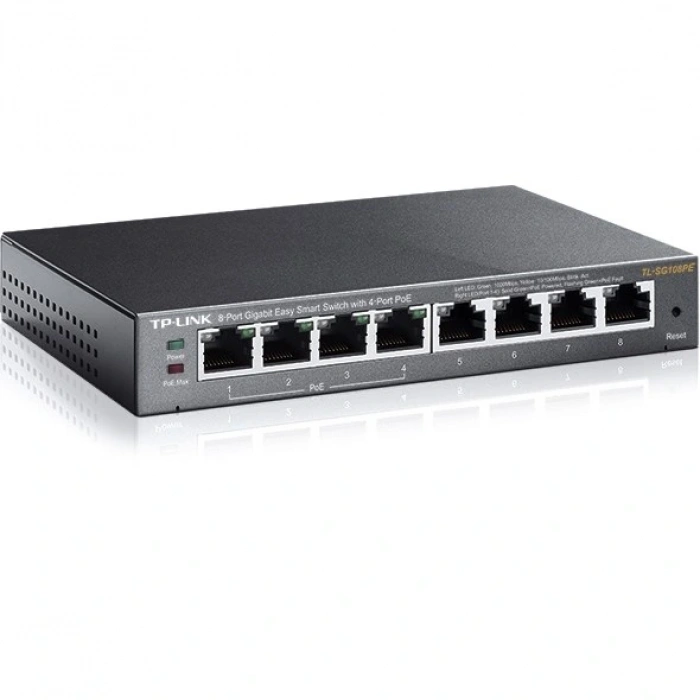 TP-LINK 8port TL-SG108PE 55w 4port PoE Yönetilebilir Switch