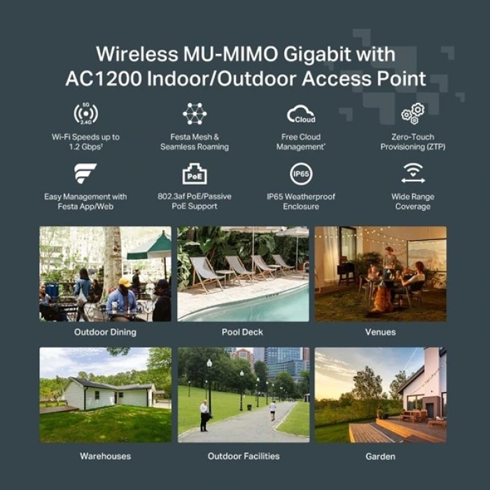 TP-LINK FESTA F52-OUTDOOR AC1200 DAHİLİ-HARİCİ DUAL BAND ACCESS POINT
