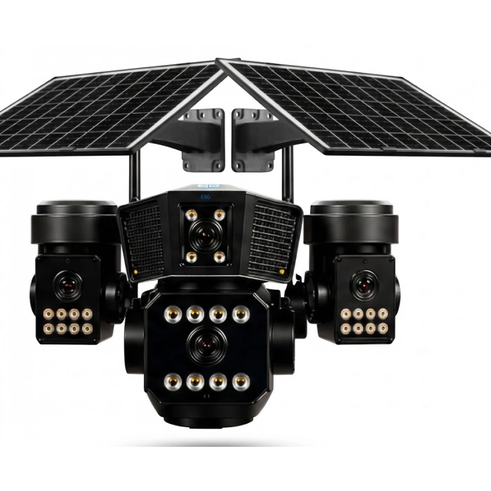 O-kam OK-333 Premium 12MP 4 Kameralı 4G Çift Solar Panel AOV Güvenlik Kamerası