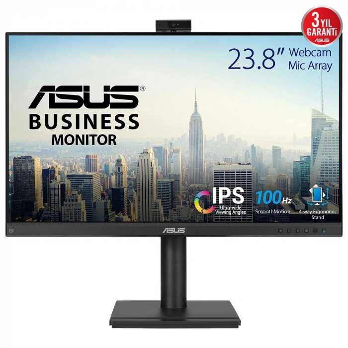 ASUS 23.8 IPS BE249QFK 5MS 100HZ HDMI-DP Web Kameralı Pivot Kurumsal Monitör 1920x1080