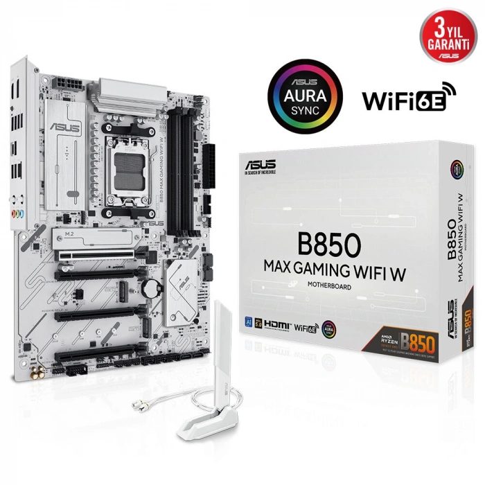 ASUS B850 MAX GAMING WIFI W 4xDDR5 HDMI DP 3xM.2 AM5 ANAKART