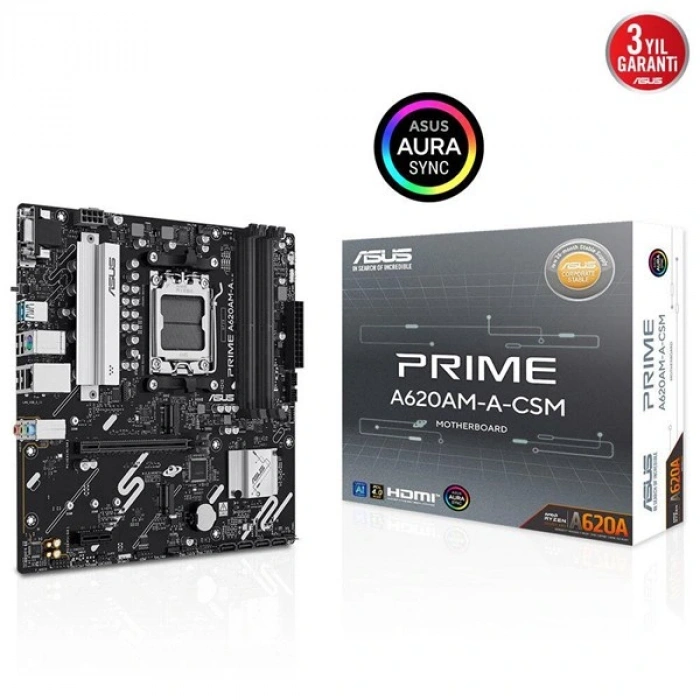 ASUS PRIME A620AM-A CSM DDR5 HDMI-DP PCIE 4.0 AM5 mATX KURUMSAL ANAKART