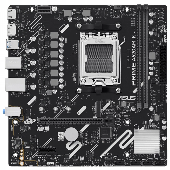 ASUS PRIME A620AM-K DDR5 HDMI PCIe 16X v4.0 AM5 mATX