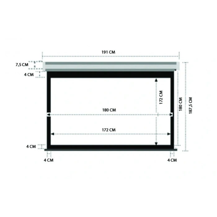 Codegen AX-18 180x180 cm Storlu Manuel Projeksiyon Perdesi (Arkası Siyah Fonlu)