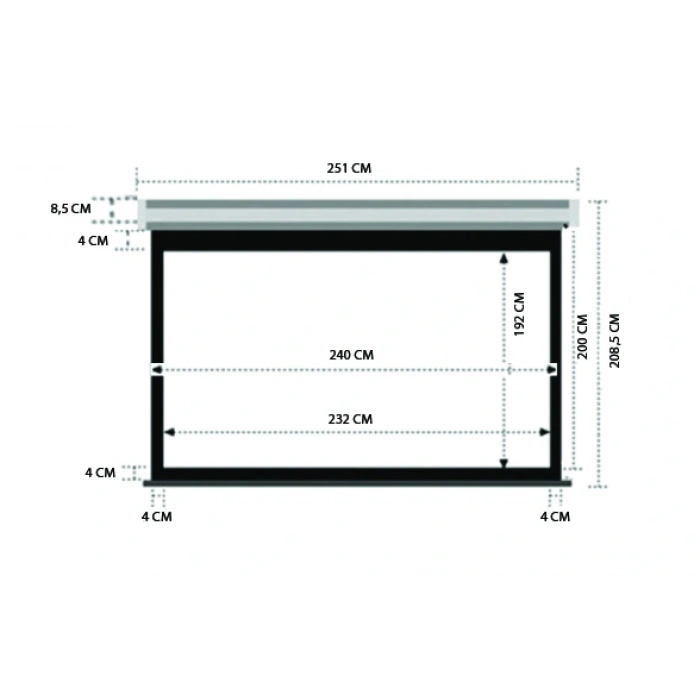 Codegen AX-24 240x200 cm Storlu Manuel Projeksiyon Perdesi (Arkası Siyah Fonlu)