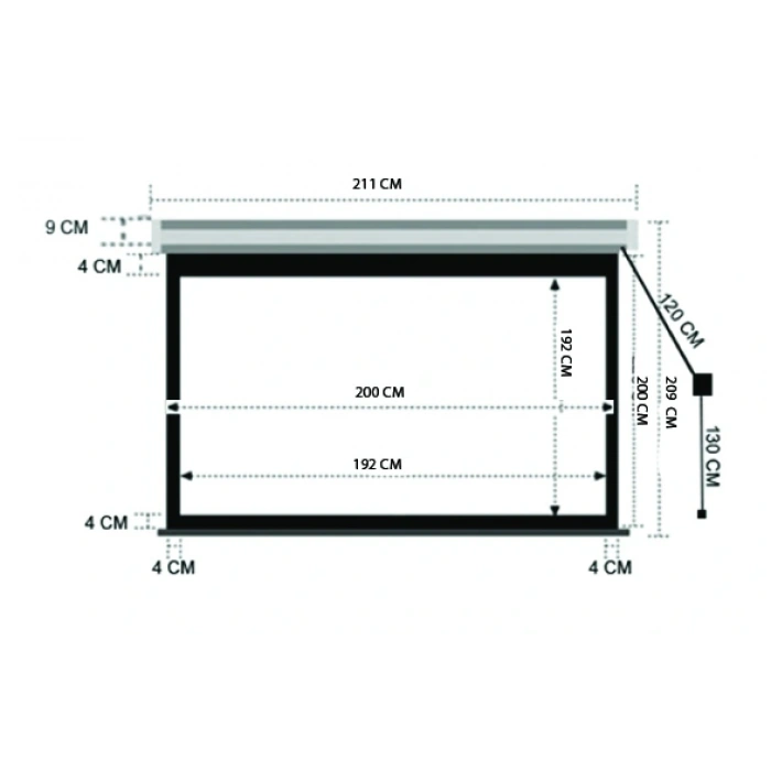 Codegen EX-20 200x200 cm Motorlu Elektrikli Uzaktan Kumandalı Projeksiyon Perdesi (Arkası Siyah Fonlu)