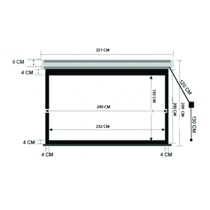 Codegen EX-24 240x200 cm Motorlu Elektrikli Uzaktan Kumandalı Projeksiyon Perdesi (Arkası Siyah Fonlu)
