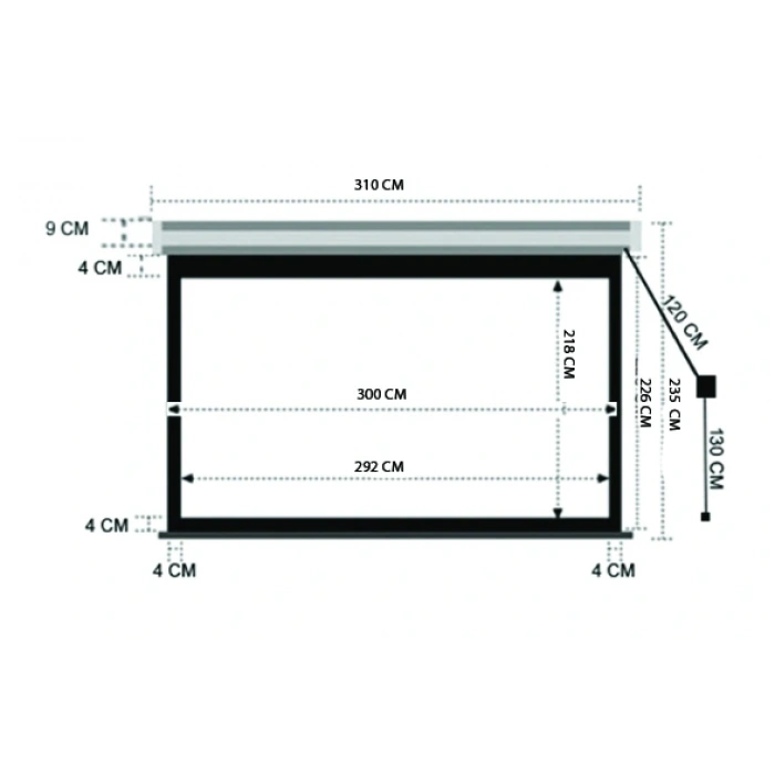 Codegen EX-30 300x225 cm Motorlu Elektrikli Uzaktan Kumandalı Projeksiyon Perdesi (Arkası Siyah Fonlu)