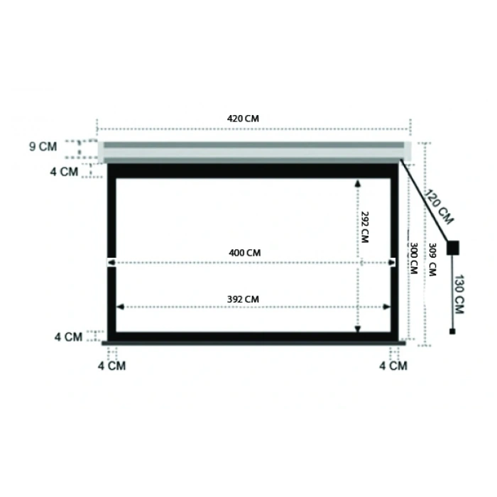 Codegen EX-40 400x300 cm Motorlu Elektrikli Uzaktan Kumandalı Projeksiyon Perdesi (Arkası Siyah Fonlu)