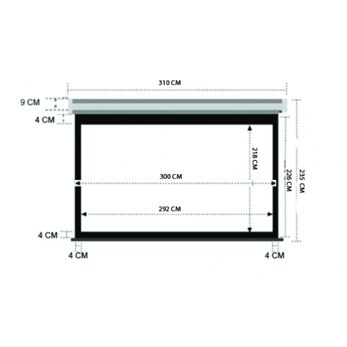 Codegen FAX-30 300x225 cm Storlu Manuel Fiber Glass Projeksiyon Perdesi (Arkası Siyah Fonlu)