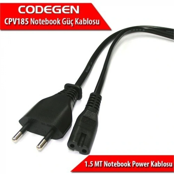 Codegen İki Uçlu Notebook Power Güç Kablosu 1,5 Metre (0,75mm) CPV185