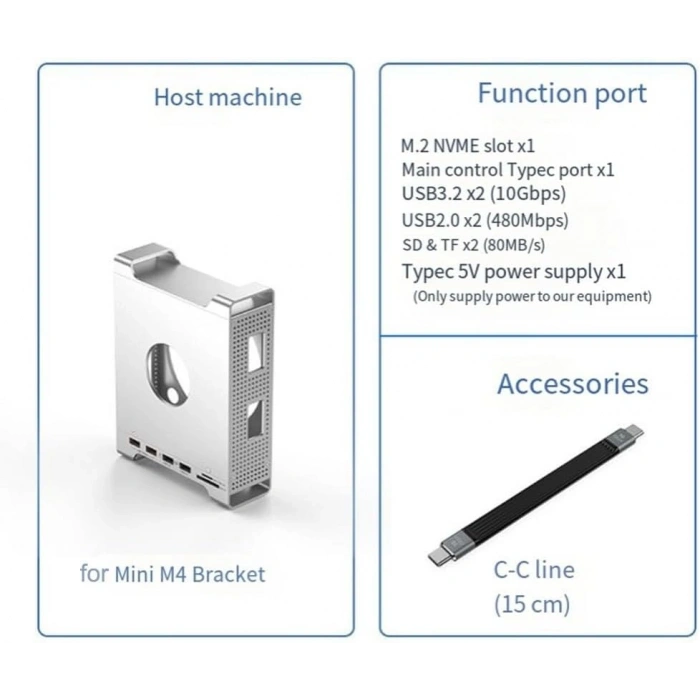 Codegen Mac Mini M4/M4 Pro 9 in 1 Type-C NVME SSD Alüminyum Çevirici Stand Docking Station CDG-NSC201
