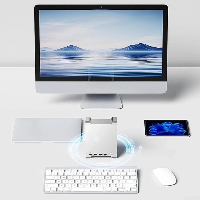 Codegen Mac Mini M4/M4 Pro 9 in 1 Type-C NVME SSD Alüminyum Çevirici Stand Docking Station CDG-NSC201