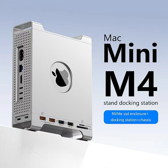 Codegen Mac Mini M4/M4 Pro 9 in 1 Type-C NVME SSD Alüminyum Çevirici Stand Docking Station CDG-NSC201