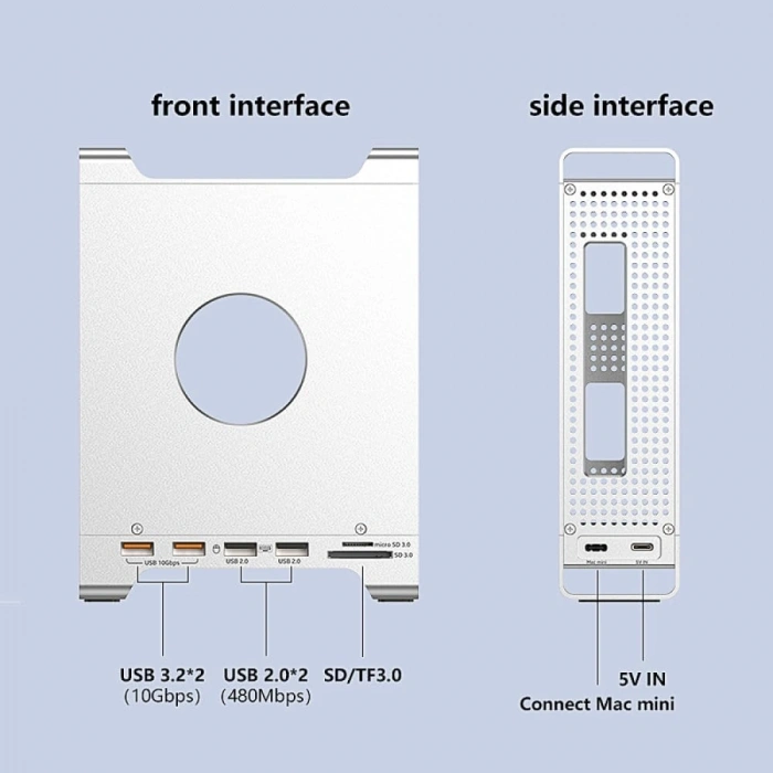 Codegen Mac Mini M4/M4 Pro 9 in 1 Type-C NVME SSD Alüminyum Çevirici Stand Docking Station CDG-NSC201