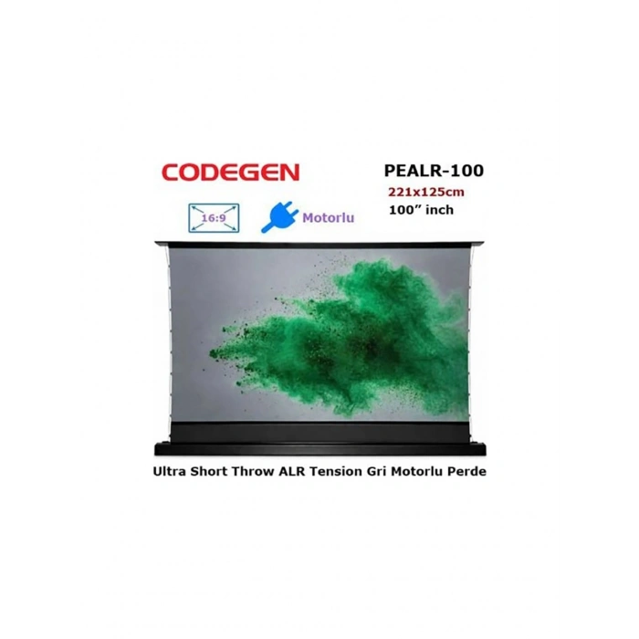 Codegen PEALR-100 Ultra Short Throw Alr Tension Motorlu Floor Pull Up Projeksiyon Perdesi 100 Inch (221X125CM)