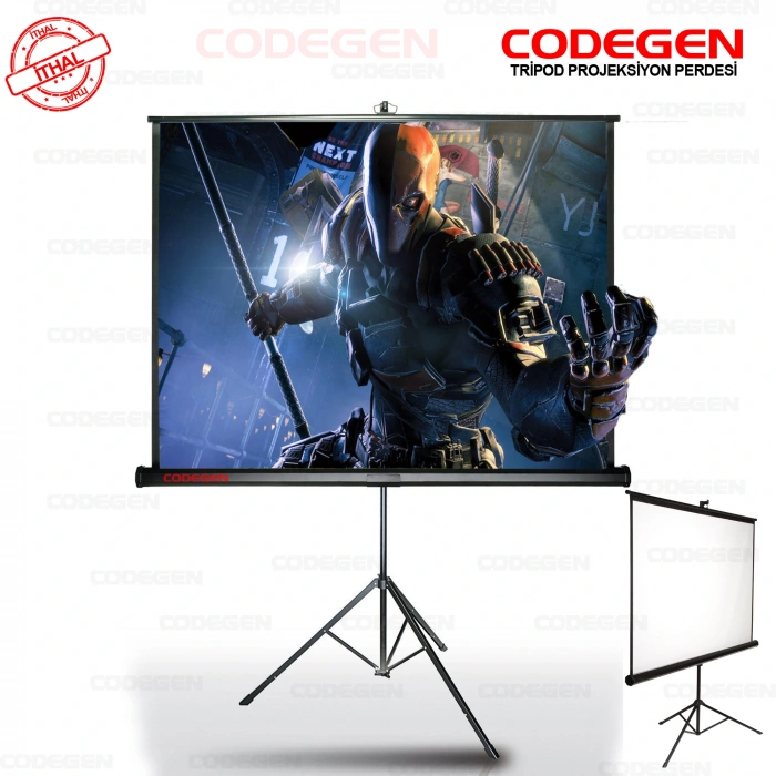 Codegen TX-24 240x200 cm Tripod Ayaklı Taşınabilir Manuel Projeksiyon Perdesi (Arkası Siyah Fonlu)
