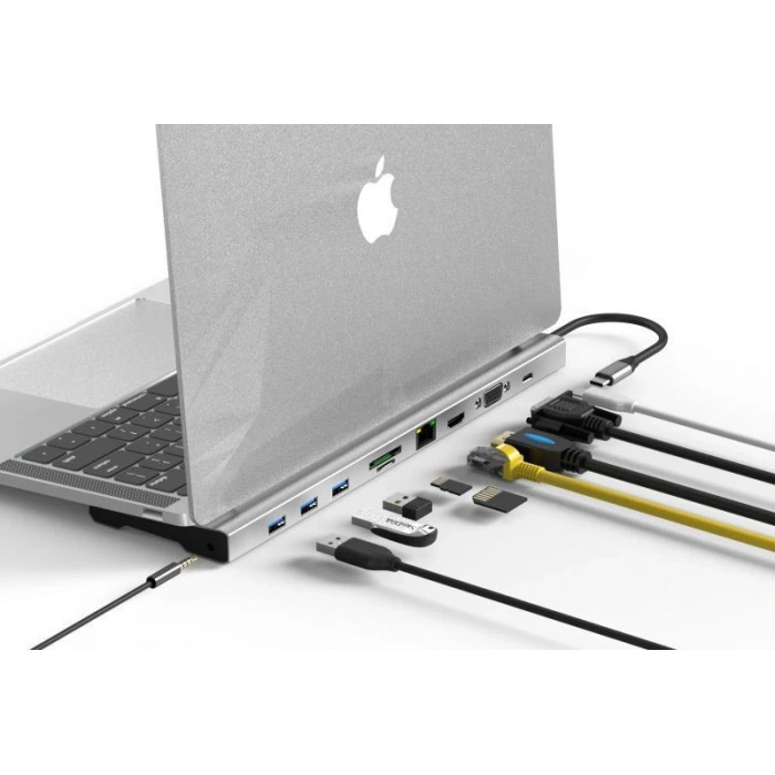Codegen Type-C - 10in1 Macbook Notebook Port Çoklayıcı (3xUSB 3.0+HDMI+USB 3.1 Type-C + RJ45 + SD/TF) CDG-CNV80
