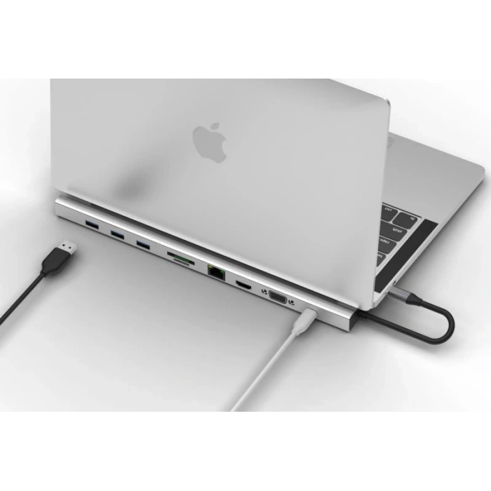 Codegen Type-C - 10in1 Macbook Notebook Port Çoklayıcı (3xUSB 3.0+HDMI+USB 3.1 Type-C + RJ45 + SD/TF) CDG-CNV80