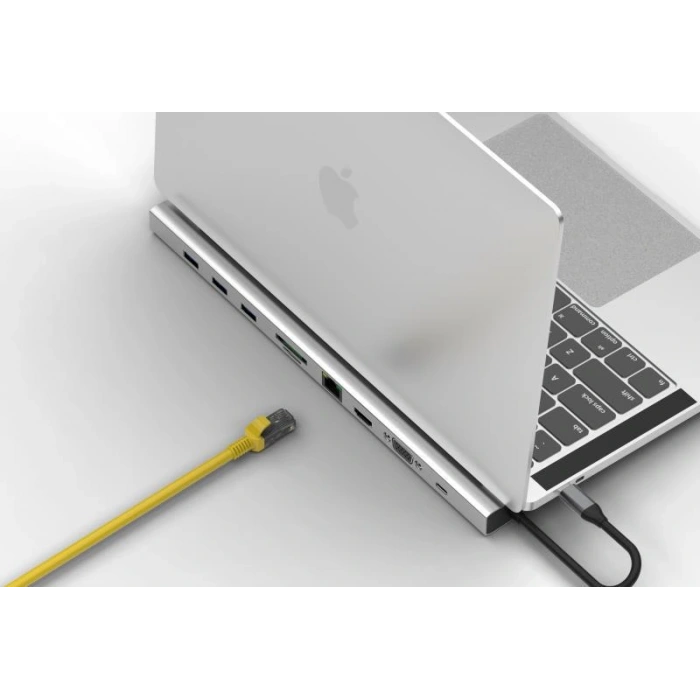 Codegen Type-C - 10in1 Macbook Notebook Port Çoklayıcı (3xUSB 3.0+HDMI+USB 3.1 Type-C + RJ45 + SD/TF) CDG-CNV80