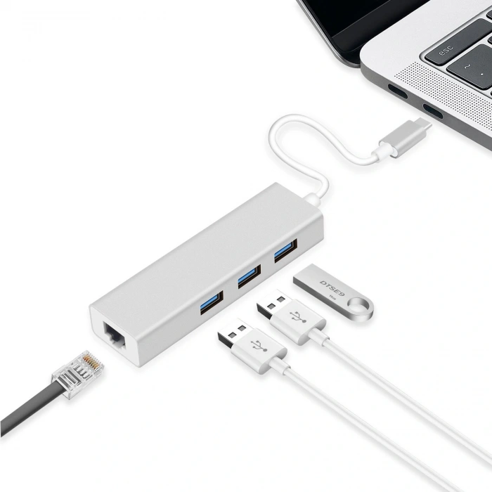 Codegen Type C USB 3.1 – 3Port USB 3.0+ RJ45 Gigabit Ethernet Çoklayıcı Hub CDG-CNV85
