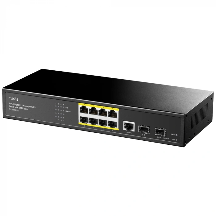 CUDY 8port PoE 130w 2-SFP Gigabit Yönetilebilir Switch / GS2008PS2