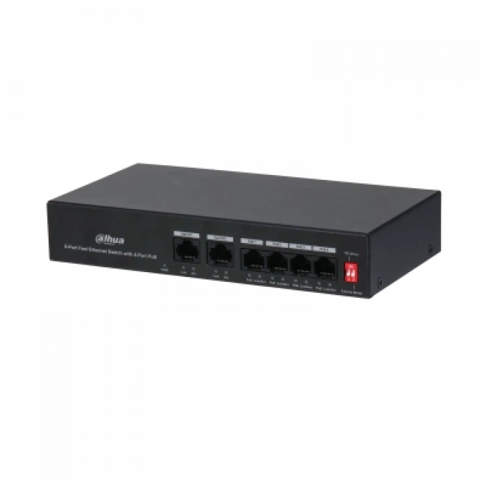 DAHUA 6port 36w 4port PoE PFS3006-4ET-36 10/100 2X-UPLINK Yönetilemez Switch