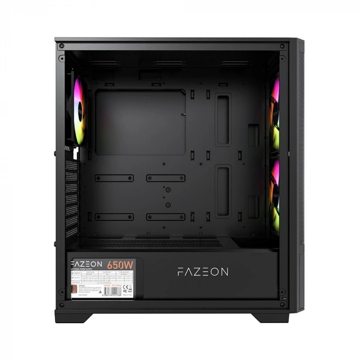 FAZEON F16A650BBM 650W 80+ BR 3x ARGB FAN ATX 2xUSB3.0 SİYAH GAMING KASA