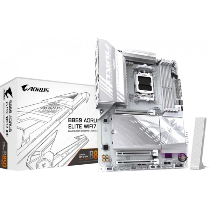 GIGABYTE B850 AORUS ELITE WIFI7 ICE DDR5 HDMI-DP TYPEC PCIE 5.0 AM5 ATX BEYAZ