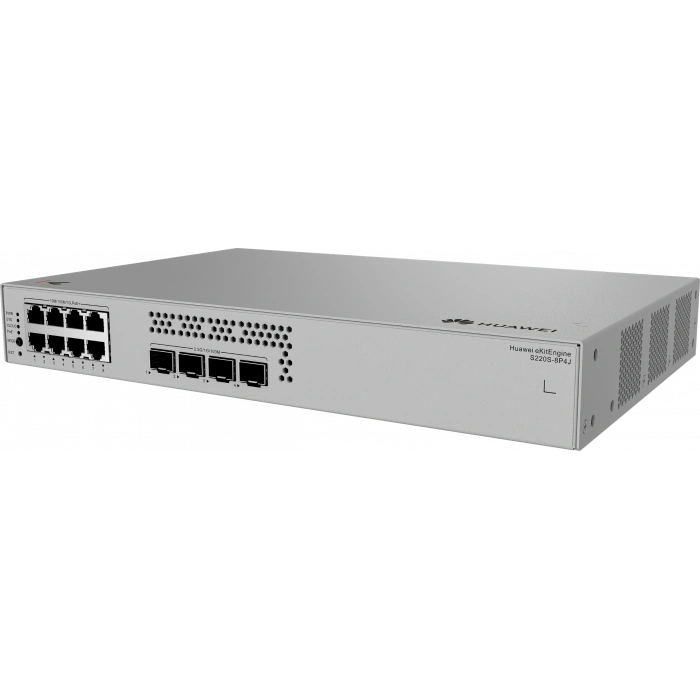 HUAWEI 8port 128w FULL PoE eKIT S220S-8P4J GIGABIT 4 SFP 2.5 GE Yönetilebilir Switch RackMount Layer